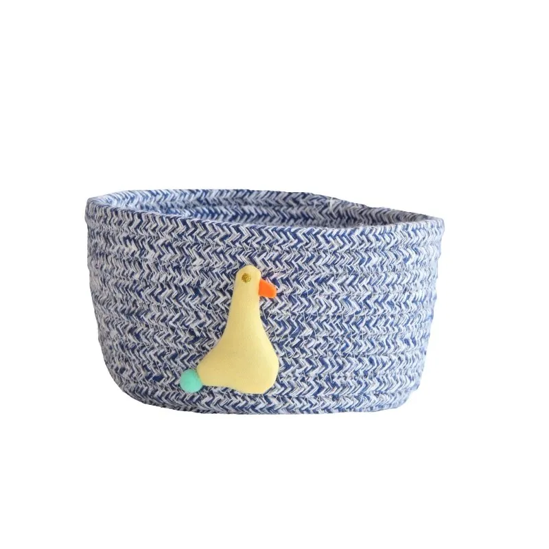 Blue Duck Корзина для хранения с хлопковой веревкой в форме животных, детская корзина для белья и грязной одежды ручной работы, ткацкий Настольный органайзер для мелочей - Цвет: Blue Duck