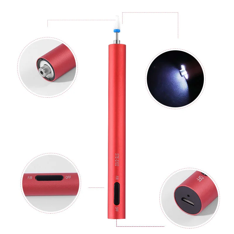  12000RPM Rechargeable Electric Nail Drill Machine Portable Manicure Machine Mini Nail Drill Pen Ped