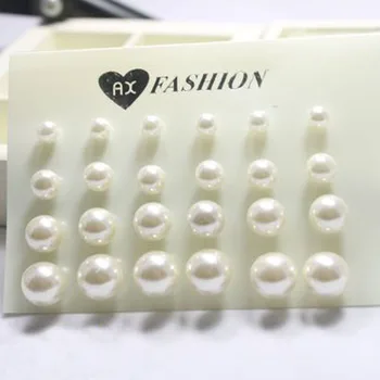 

12Pair New Luxury Simple Womens Shining Faux Pearl Round Stud Earrings Jewelry Set Daily Party Holiday Travel Jewelry Earrings