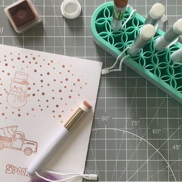 Mini Keverési Kefe -Mérkőzés Tartó A Scrapbooking Diy Ravaszkártyák Festés Kézműves Projektkefék Kézzel Készített Szerszám - Image 3