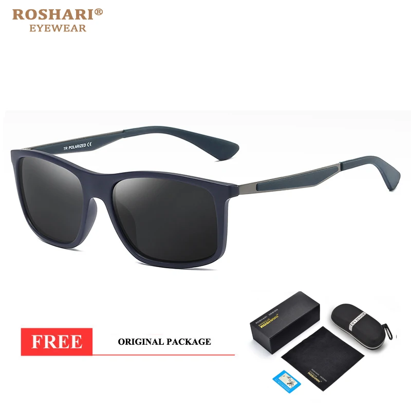 ROSHARI поляризованные солнцезащитные очки TR90 модные ретро солнцезащитные очки для мужчин и женщин - Цвет линз: C3 BLUE