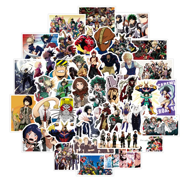 

50pcs My Hero Academia Anime Sticker Skateboard Waterproof Case Laptop Skateboard Stickers Toys Gifts for Kids Free Shipping