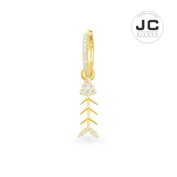 

New Fashion Charms Silver 925 Original Copy Jewelry,Yellow Silver Ete Fishbone Earring For Women With Mono Logo New Year Gift