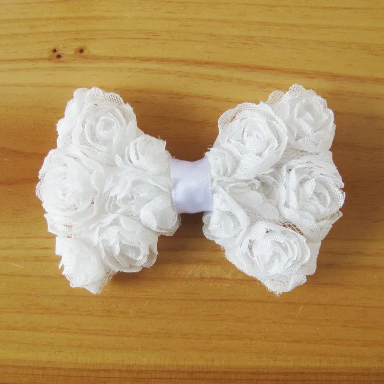 DIY головная повязка, аксессуары для волос, 3 ''шифоновая Роза банты с цветком детские головные уборы для девушек 200 шт./лот LYB-04