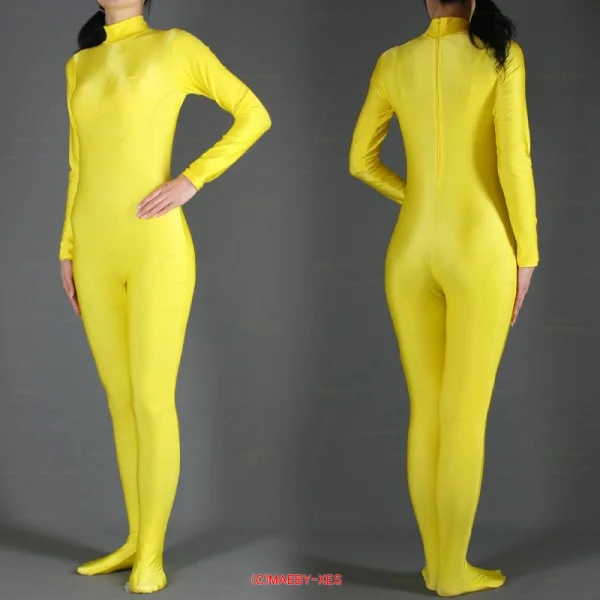 Сексуальный костюм лайкра спандекс Zentai боди желтый унисекс комбинезон костюмы Хэллоуина Костюм