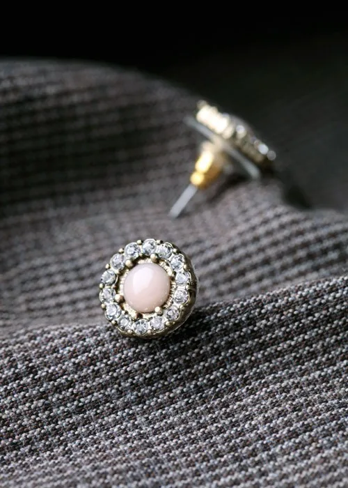 Бренд Дизайн Винтаж Jewelry Новый Модная серьга для женщин 2014 розовый камень бусины Кристалл лепесток лепестки цветок серьги гвоздики