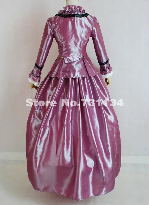 Фирменная новинка фиолетовый с длинным рукавом Кружева Винтаж в викторианском стиле платье для балла маскарада/Хэллоуин вечерние платье