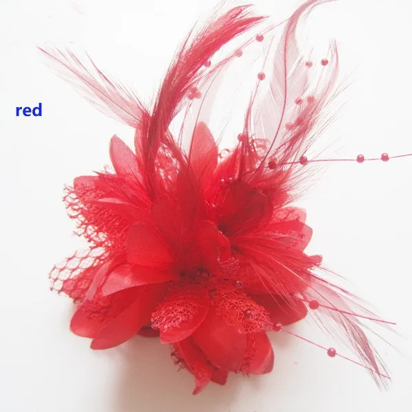 New Arrivals High-grade feather flower hair clip Fabric flower brooch Wedding dress flowers 50pcs/lot Free Shipping