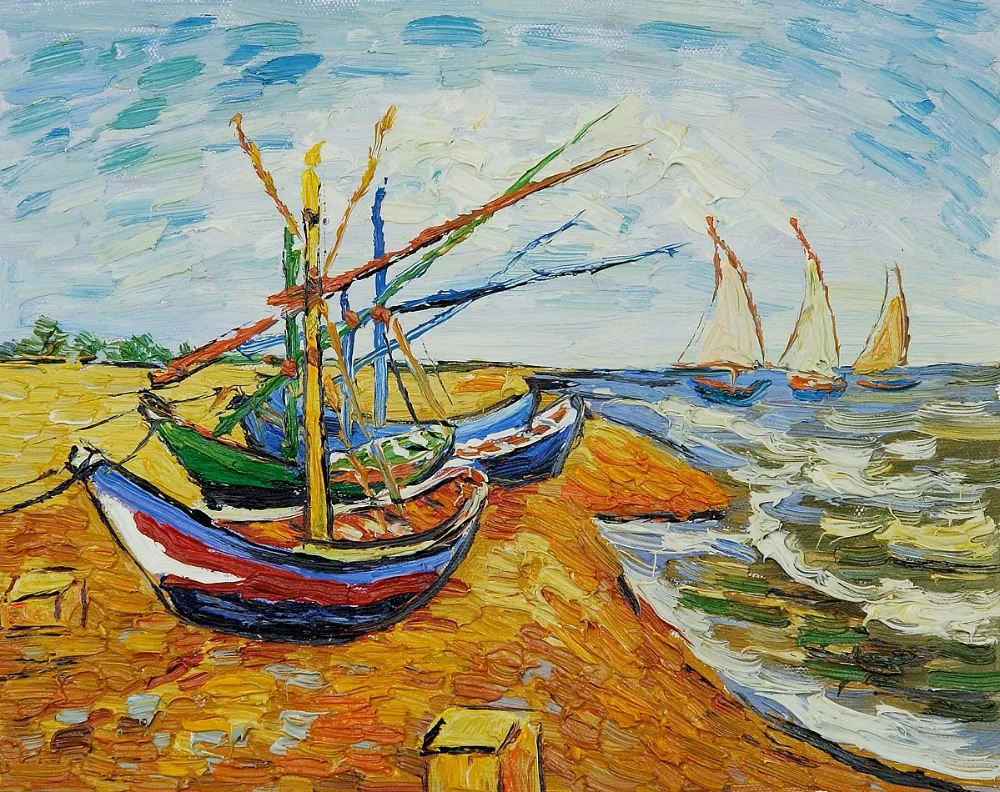 100% ручной работы морской пейзаж холст книги по искусству масло картина с морским сюжетом на Сент Мари Винсента Ван Гога живопись для декор