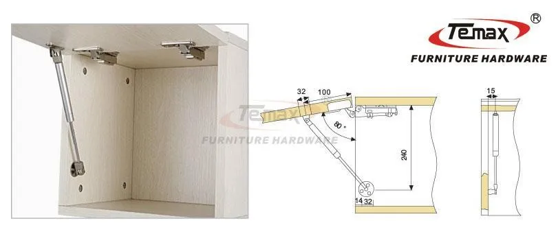 2x 100n Hydraulic Gas Strut Lift Support Kitchen Cabinet Support