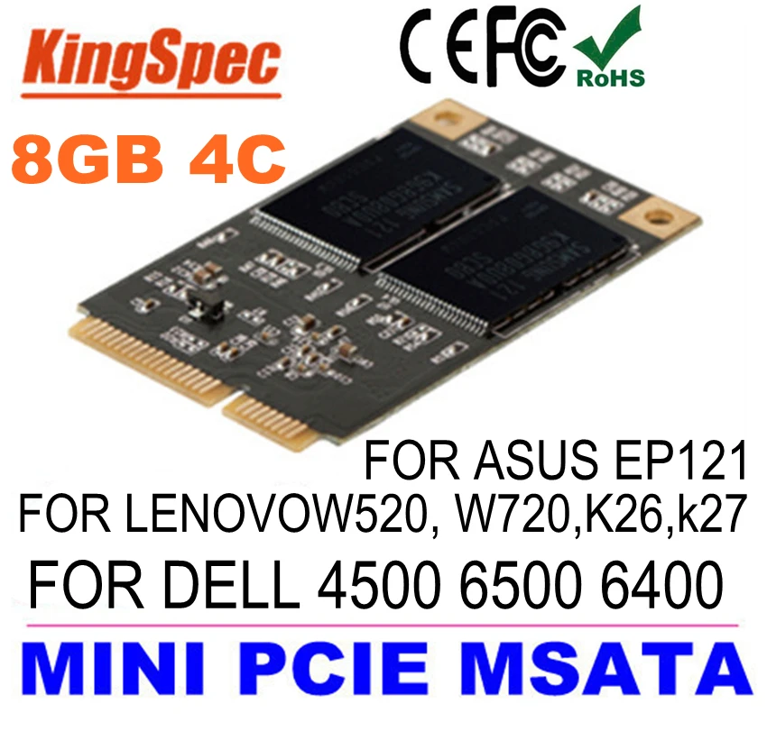 Mini PCIE mSATA 3cm X 5cm 8GB 4-channel SSD Hard D...