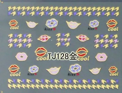 20 листов/партия смешанный TJ121-132 Золотой клевый стикер для ногтей