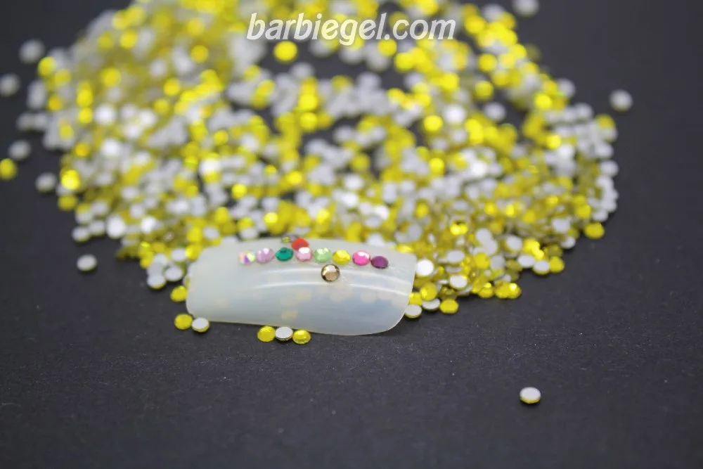 1440 шт. блестящие SS3 SS4 SS5 SS6 SS8 SS10 SS12 SS16 SS20 желтый Цвет DIY 3d-украшения для ногтей Flatback Аксессуары из стразов