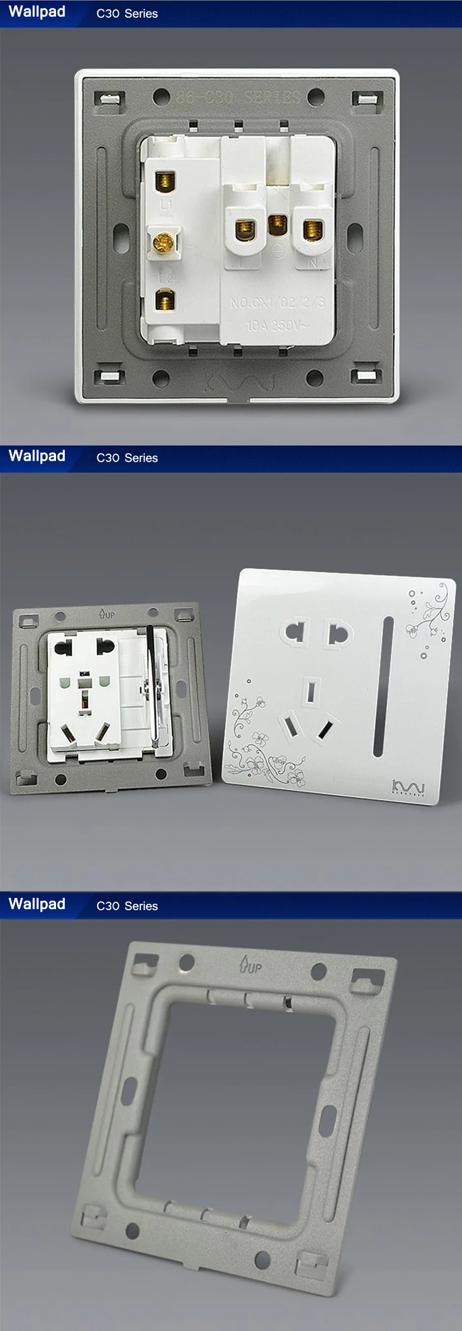 Горячая 1 банда 5 контактный разъем розетки Wallpad роскошный настенный переключатель панель розетка 86*86 мм 10A 110~ 250 В