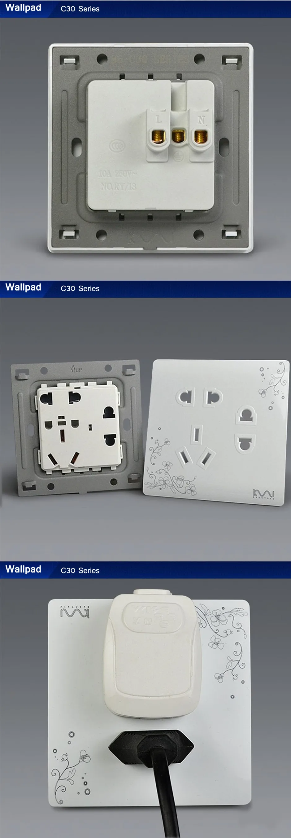 7 Pin розетка Лидер продаж адррес Wallpad роскошный настенный выключатель Панель 86*86 мм 10A 110 ~ 250 В