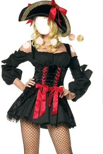 Сексуальный костюм королевы пиратов красного и черного цвета для Хэллоуина, костюм для взрослых, нарядное платье+ шляпа, Клубная одежда,, размер S-3XL