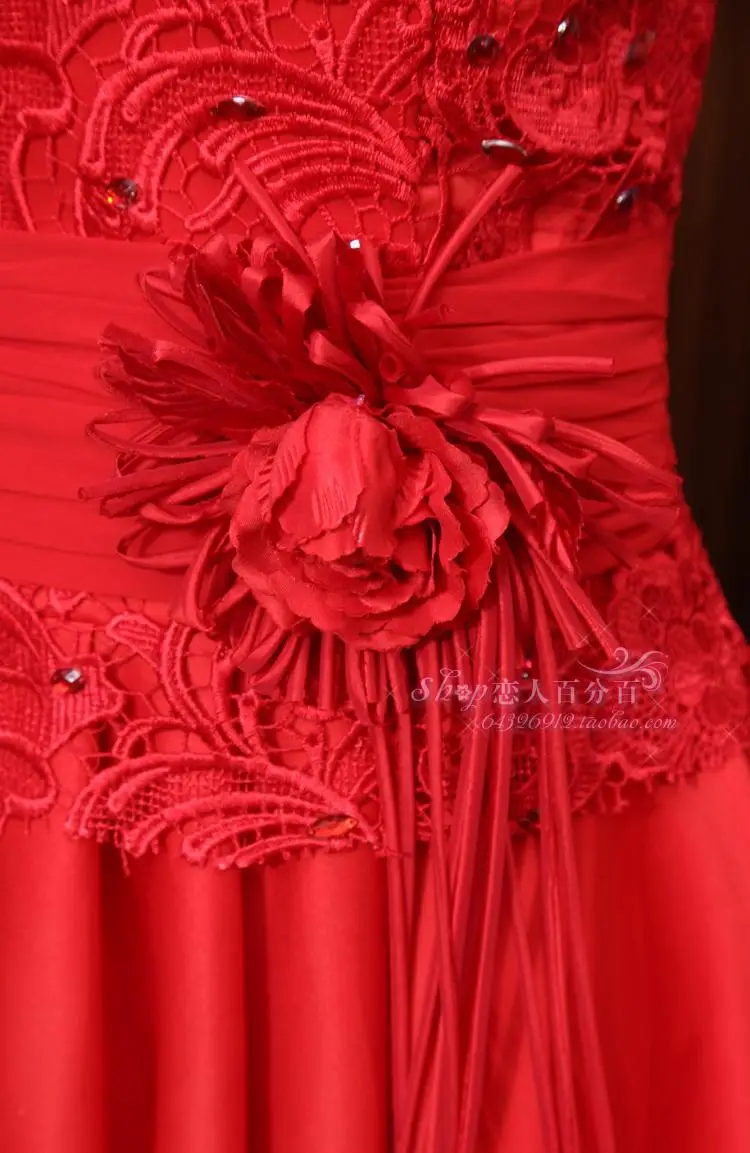 cut out платье невесты мода красный старинные кружева короткие флаг цельный платье из органзы мяч невесты платья