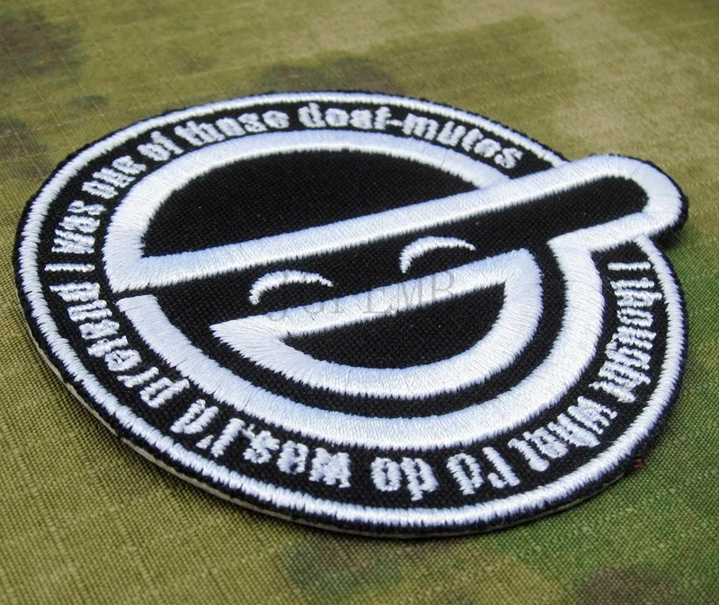 黒ゴーストシェルスタンドだけで複雑な笑い男刺繍パッチb2790 Embroidery Patch The Patchpatch Men Aliexpress
