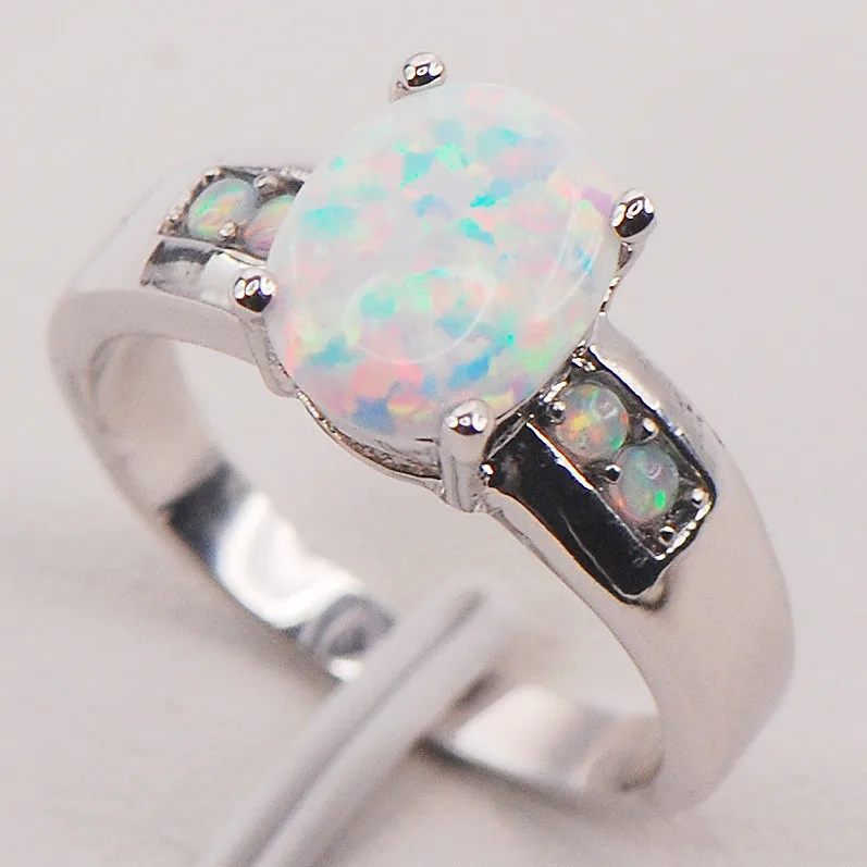 Белый огненный опал Австралия 925 серебро женщина Jewelry Кольцо Размеры 6 7 8 9 10 11 f581