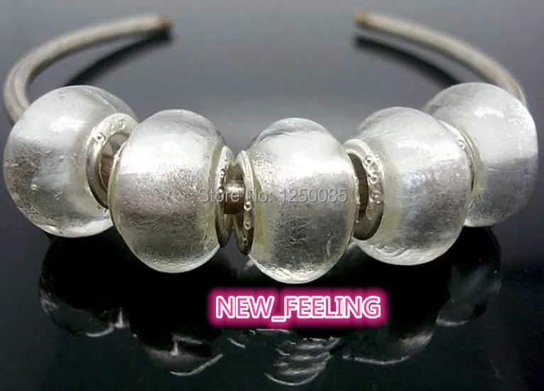 50 шт./лот серебро полный Фольга Lampwork Стекло Бусины посеребренные Соответствовать Европейским Браслет и Цепочки и ожерелья Jewelry lgb47