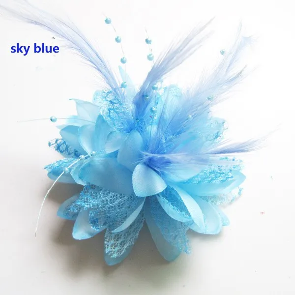 New Arrivals High-grade feather flower hair clip Fabric flower brooch Wedding dress flowers 50pcs/lot Free Shipping