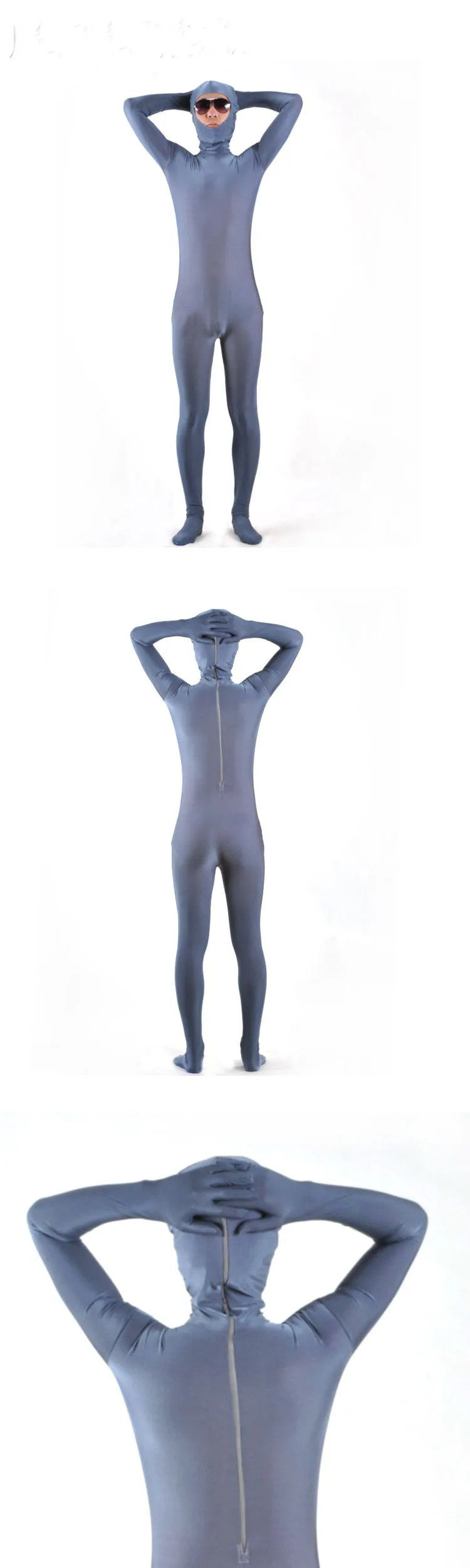 Новое поступление темно-серый сексуальный лайкра спандекс зентай костюм темно-серый комбинезон облегающий гимнастический костюм