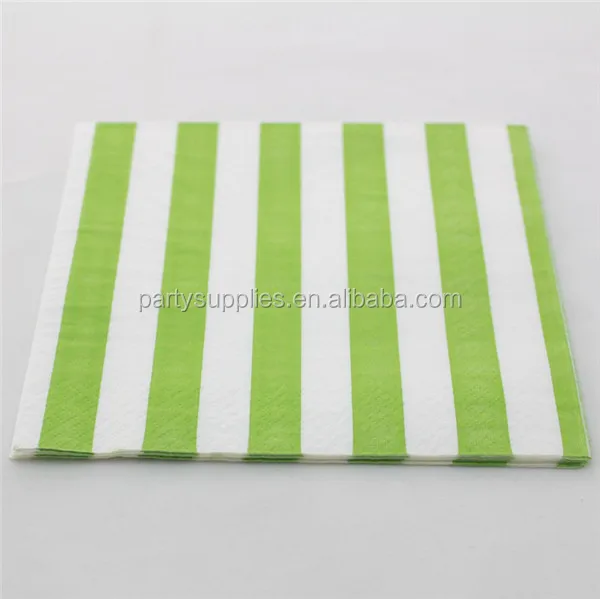 green stripe paper napkin