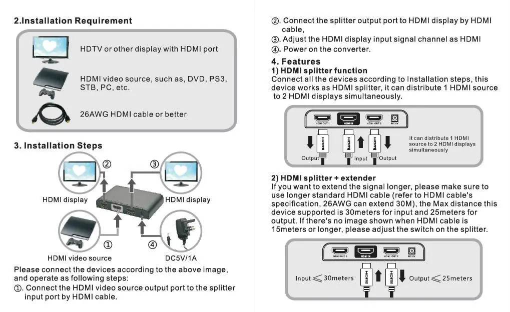 Реальный 4 к* 2 к, LKV312Pro 3D HDMI 1,4 сплиттер усилителя 1x2 1-In/2-Out Full HD 1080 P полный 3D для двойного дисплея