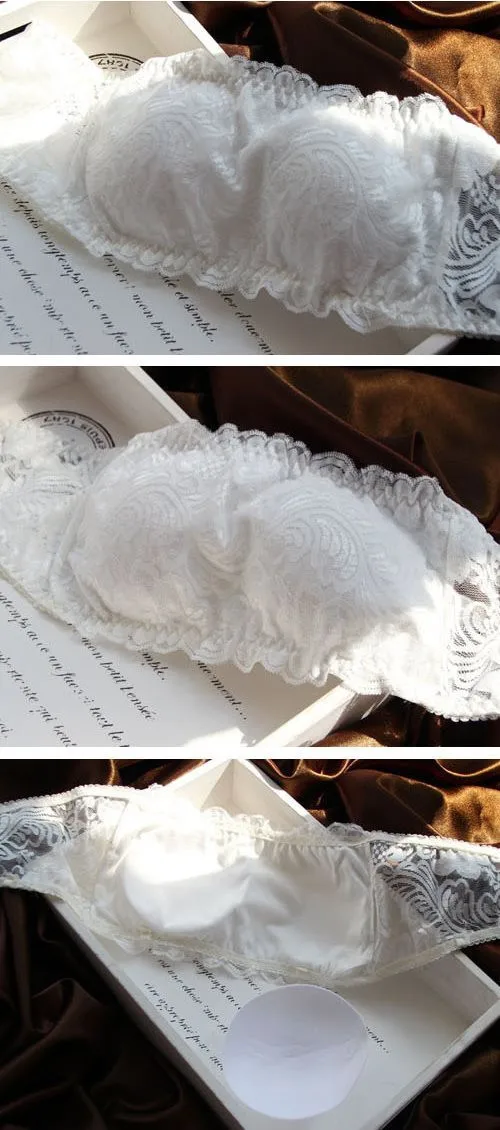 Japanese summer sexy girl lace lingerie bra wrapped chest brassier wire free underwear women bra set wedding anti-light bra set