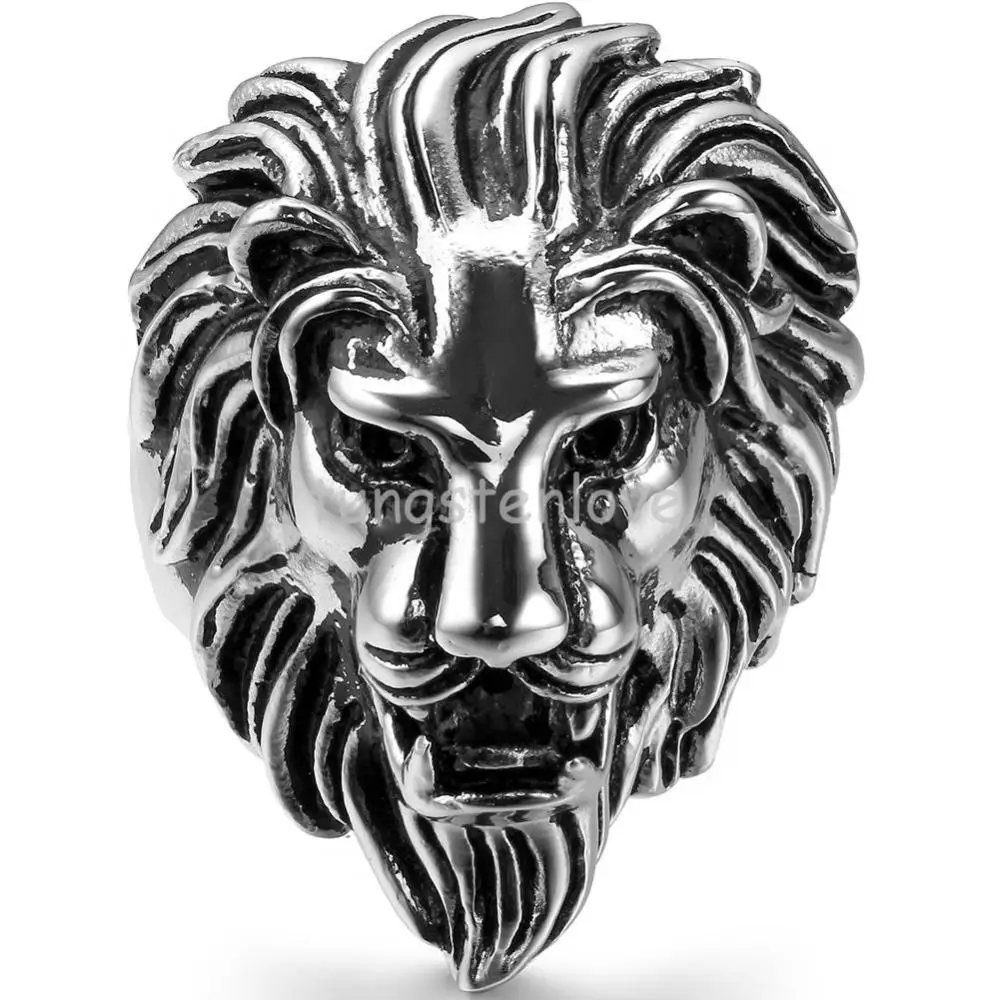 Vintage lourd en acier inoxydable Lion Head Casting Biker Men's Ring Band Taille 7-14 Vintage lourd en acier inoxydable Lion Head Casting Biker Men's Ring Band Taille 7-14