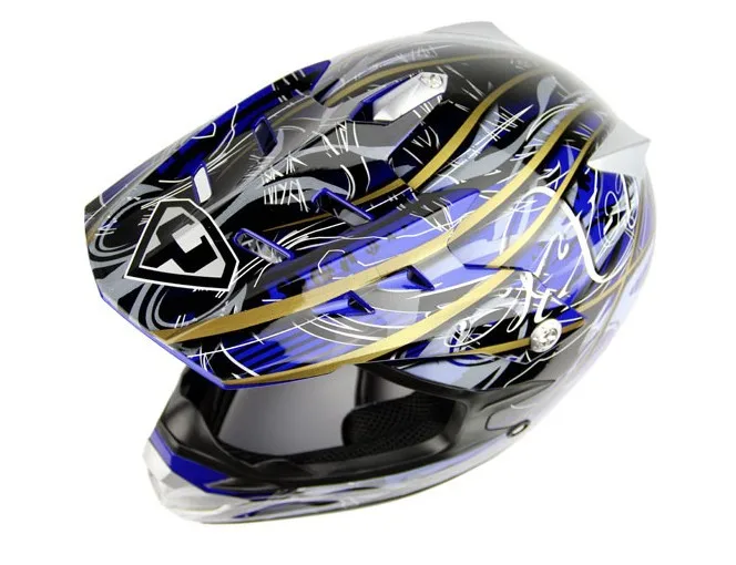Мотоциклетный шлем для мотокросса YOHE 623 шлем междиффузный Синий Золотой бездорожье Полнолицевой шлем