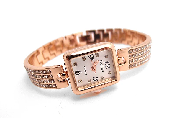Роскошные часы-браслет из розового золота, женские модные кварцевые наручные часы с кристаллами, Relogio Feminino GO102
