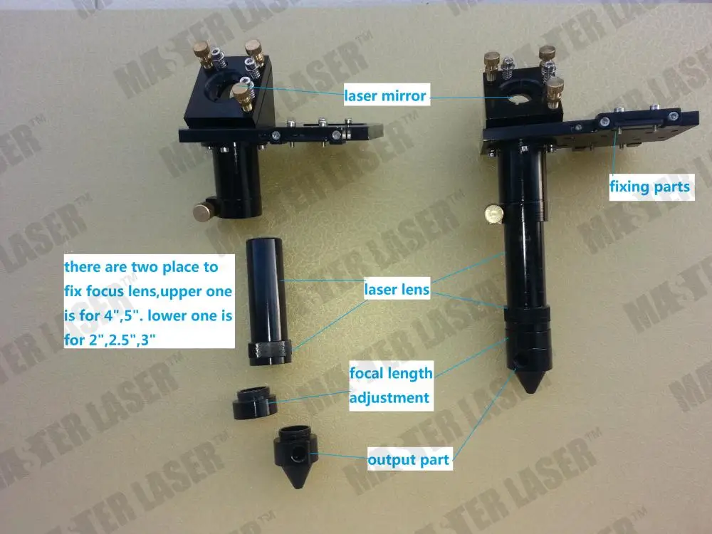 Оптические линзы лазера диаметром 20 мм FL127mm 5 дюймовое Зеркало диаметр 25 мм с газовой форсунке, CO2 лазерной резки собрать механизм лазерная