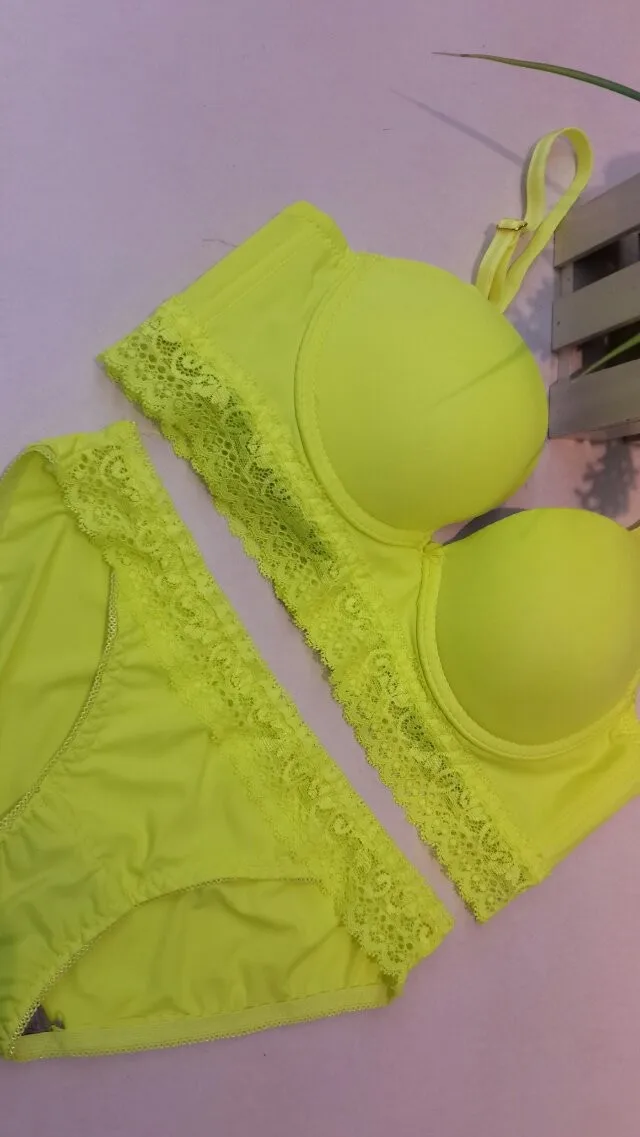 2014 new arrival candy colored light plane Bra Sets Push up lace three-breasted suit underwear women sexy underwear 7