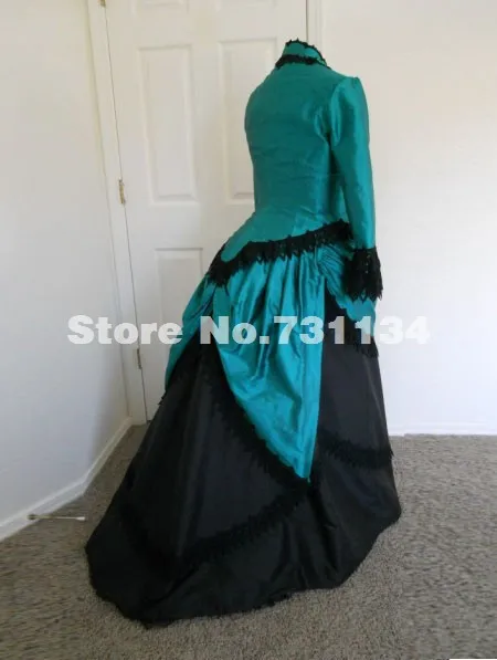 Выполненное на заказ старинное синее атласное в викторианском стиле женское платье с бантом викторианское бальное платье викторианские вечерние платья
