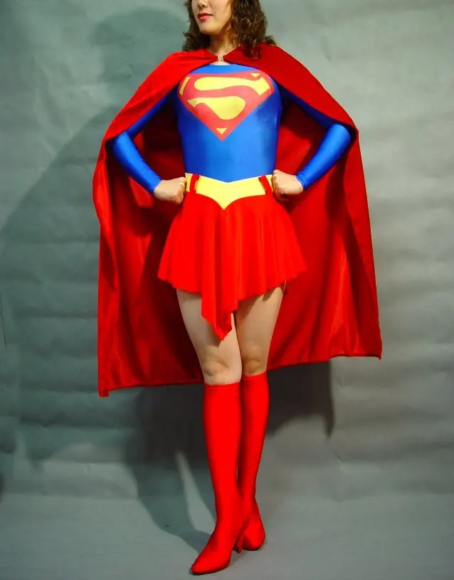 Костюмы Супермена На Хэллоуин лайкра зентай костюм супергероя из спандекса Комбинезон с накидкой для женщин