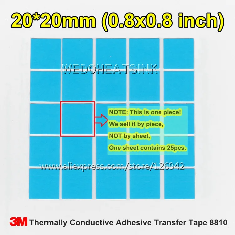 2500 шт 3M 8810 20x20xmm Теплопроводящая клейкая лента для переноса