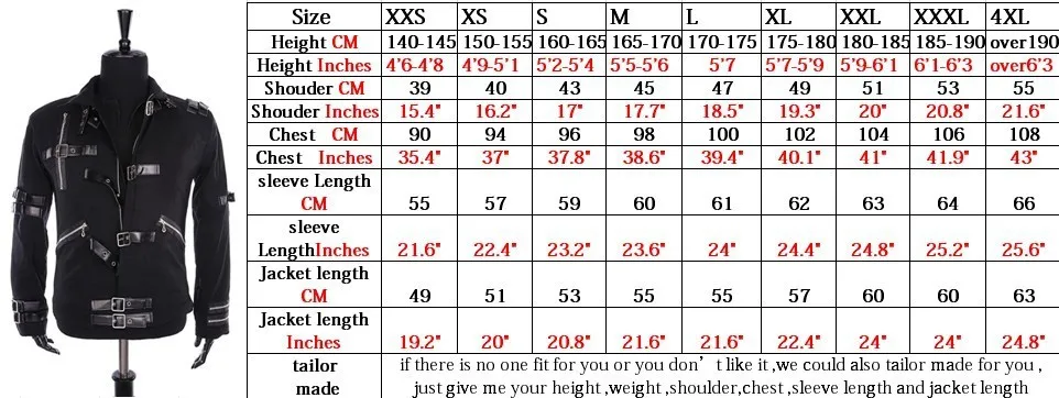 Tribute for Michael Jackson Black Cotton Elastic Slim BAD Jacket Costume Clothing for Man Adore Stars Impersonator