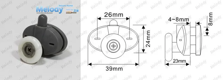 Me-008 Нижняя одноколесная душевая дверь роликовая душевая комната аксессуары для ванной комнаты C-C 26 мм