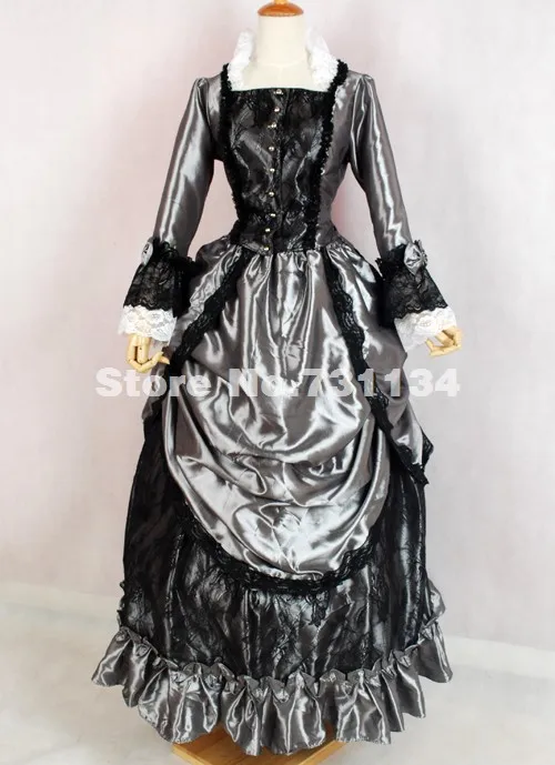 Новое Брендовое серебристо-серое кружевное винтажное викторианское платье для балла маскарада/Вечерние платья на Хэллоуин