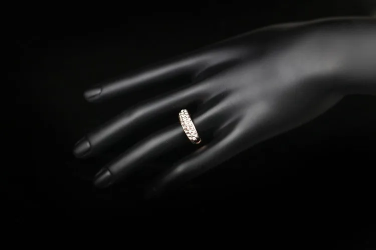 Дэн элемент Австрийские кристаллы Медь розовое золото цвет модные свадебные кольца для женщин здоровый Анти аллергии# RG90617