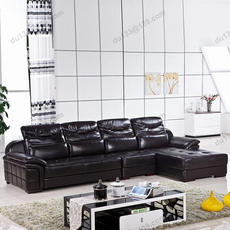 Modern Latest Novel Home Center Relax Black Corner Full Grain Novel Home Center Relax Black Corner