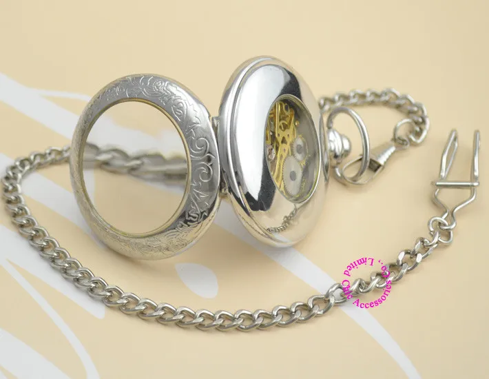 Оптовая продажа механические наруные и карманные часы человек Хорошее качество Vintage античный ретро серебряный брелок часы Рука Ветер сеть