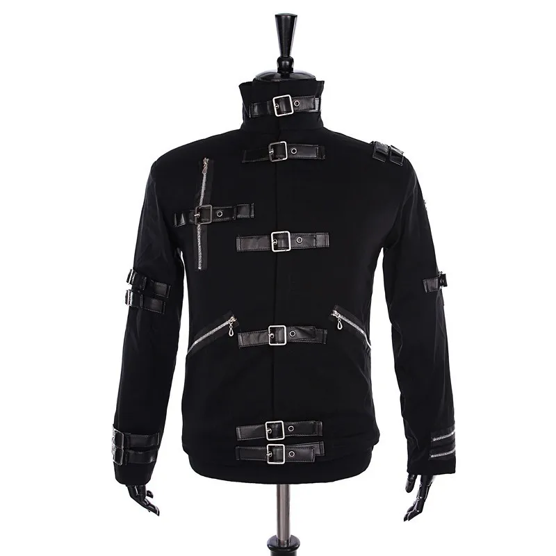 Tribute for Michael Jackson Black Cotton Elastic Slim BAD Jacket Costume Clothing for Man Adore Stars Impersonator