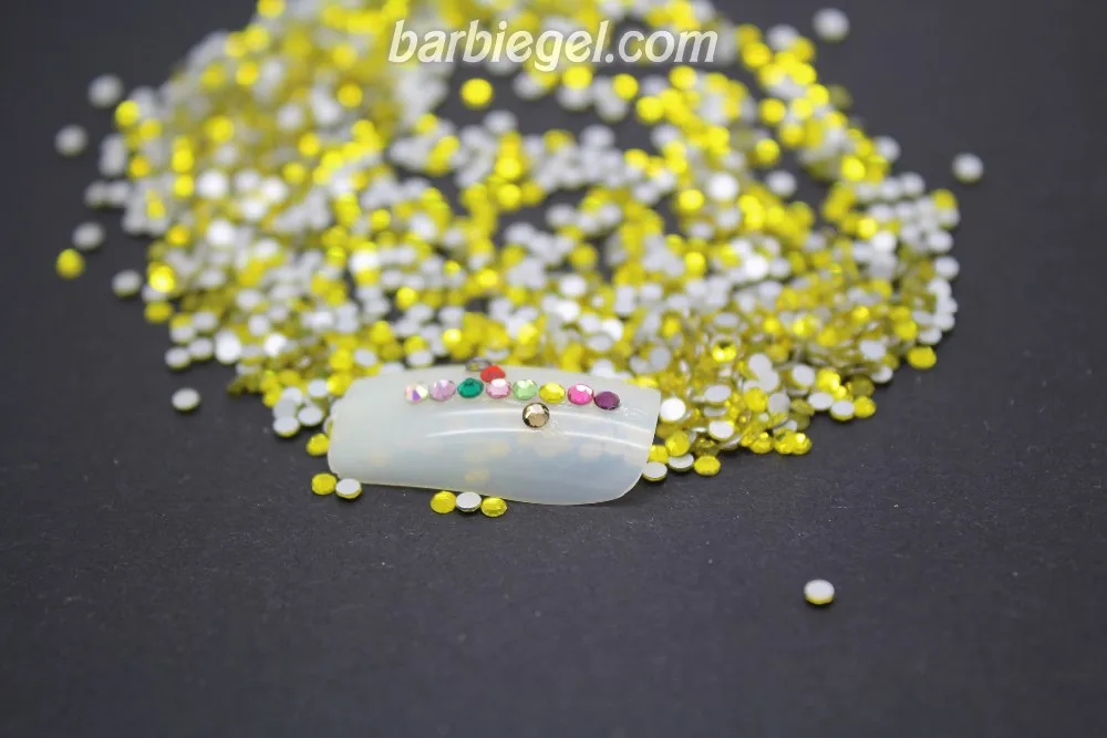 1440 шт. блестящие SS3 SS4 SS5 SS6 SS8 SS10 SS12 SS16 SS20 желтый Цвет DIY 3d-украшения для ногтей Flatback Аксессуары из стразов