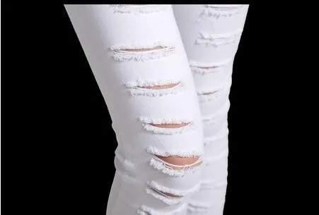 Европа и Америка Ретро карандаш Средства ухода за кожей стоп белый черные брюки Брюки для девочек Для женщин отверстие Джинсы для женщин