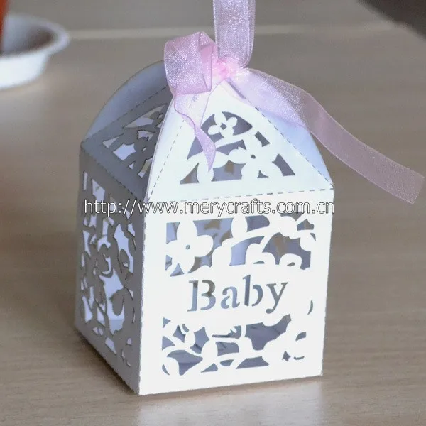 Laser Cut-out Baby Foot Gift Box Birthday Candy Favor Boxes Baby Shower Supplies 