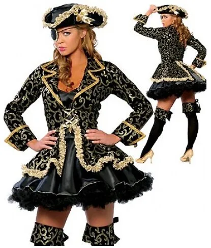 Новинка, средневековый роскошный Женский пиратский карнавальный костюм, вечерние костюмы+ шляпа, костюм приати, наряд размера плюс S-3XL