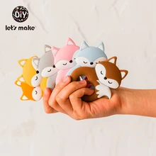 Presale Baby Teether Food Grade Silicone Teethers Cartoon Animals Fox DIY Nursing Teething Pacifier Clips Baby Toys Teething personalized name baby teether silicone pacifier clips holder infant teething toys baby shower gift food grade silicone