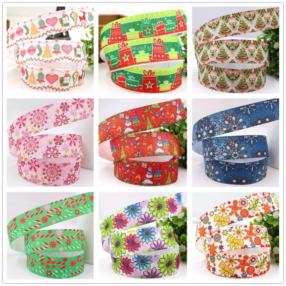 1691218, 22 мм Рождество серии печатных grosgrain ленты, сделай сам, handmadehair аксессуары Материал Свадебная подарочная упаковка